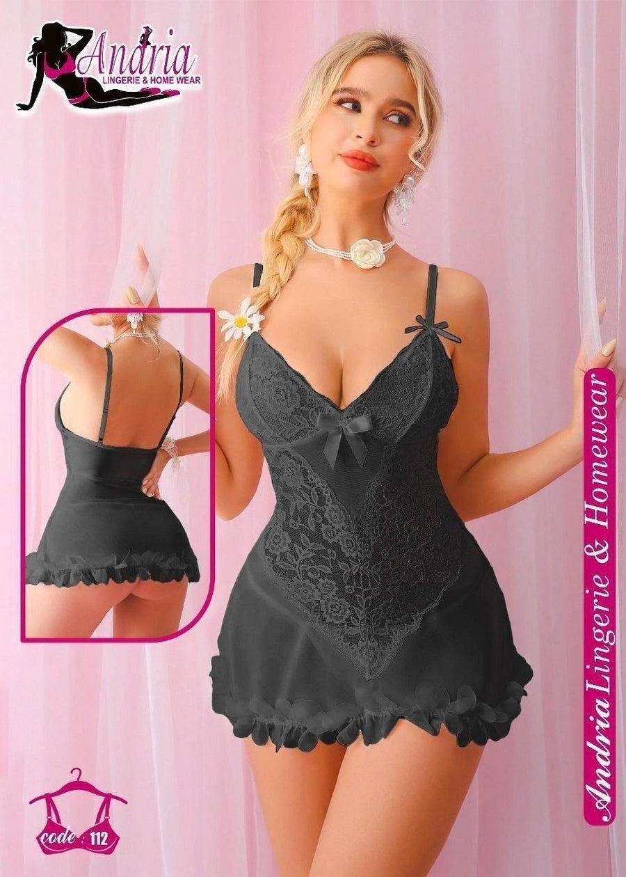 Black Lace Babydoll Code 112 | بيبي دول دانتيل أسود