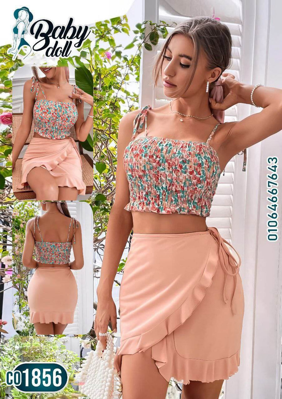 Two-Piece Dress Made Of Lycra With A Ruffled Tail