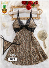 🐆 طقم نوم ليوبارد دانتيل فاخر – كود 077 HOME WEAR