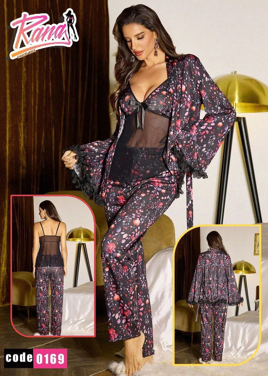 ✨ 3-Piece Floral Nightwear Set