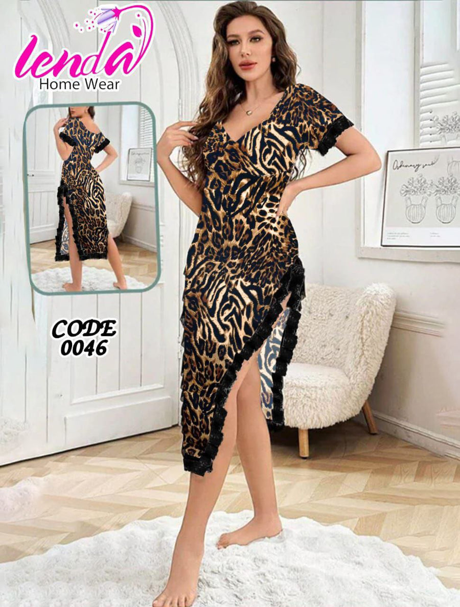 Home Wear leopard print night dress