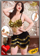 طقم رقص شرقي أسود وذهبي 5 قطع – موديل 011008