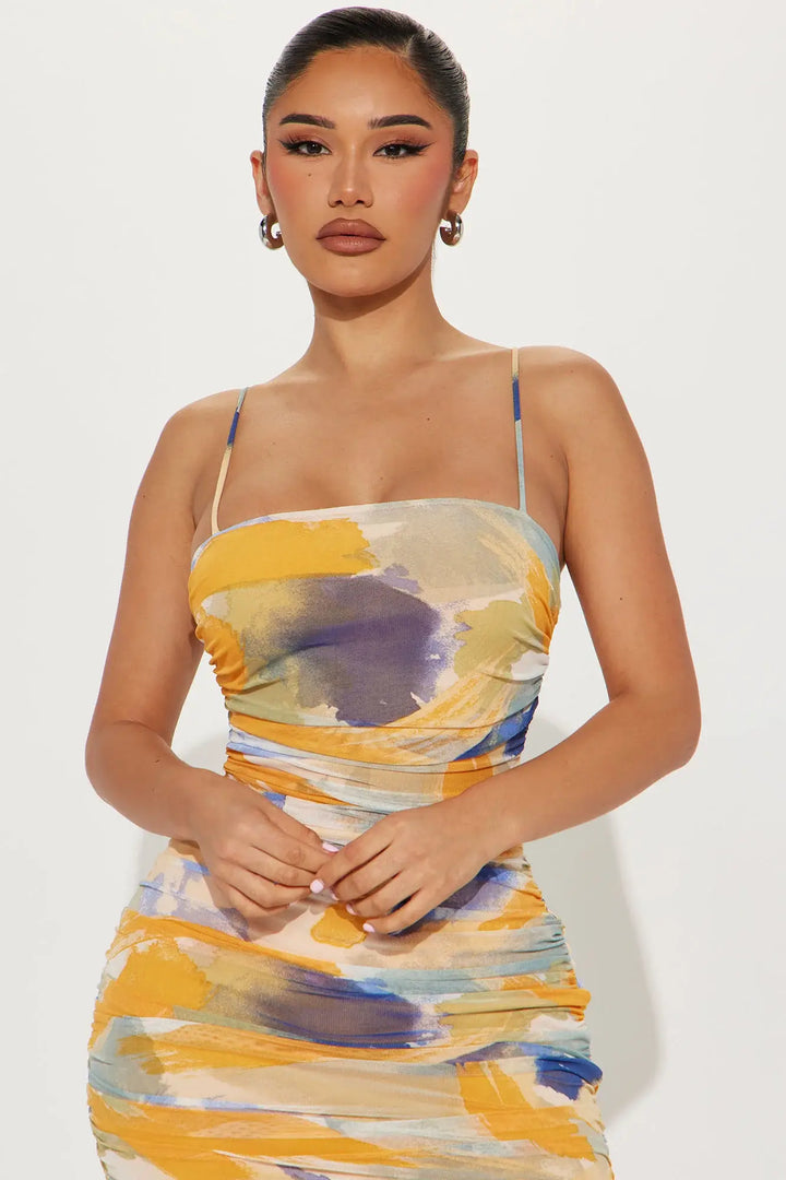 Mesh Midi Dress - Multi Color - Divarouj