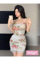 floral print tulle summer dress
