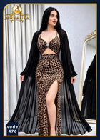 لانجري طويل ليوبارد مع روب شيفون أسود – كود 476