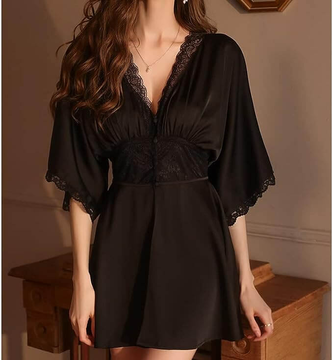 CEETY Pajamas Nightgown Bathrobe Dress Summer Underwear Lace Pajamas Female Robe Sling Pajamas Set - Divarouj