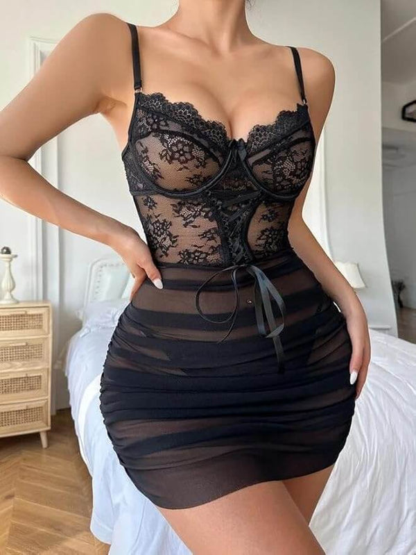 لانجري سكسى Lingerie مثير قصير قميص نوم أنيق بيبي دول حريمى شفاف من كيان