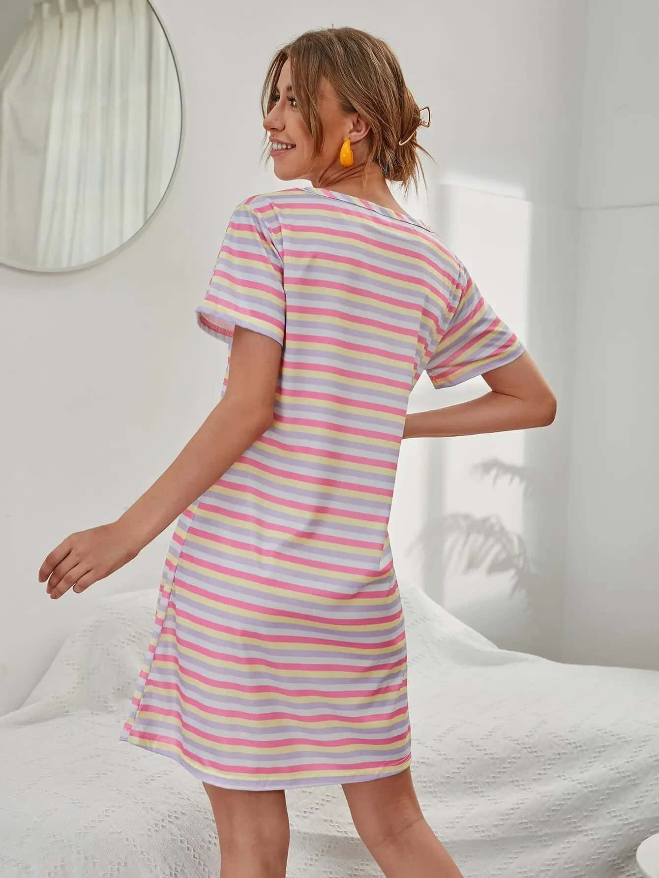 Colorful Stripe Nightdress - Divarouj