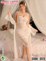 Luxury White Transparent Night Dress – Soft Lace Elegance