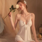 women's sleepwear French embroidery lace white long bridal maid nightdress and robe set
