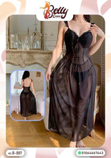 🖤 Elegant Black Sheer Night Dress – Model B-007