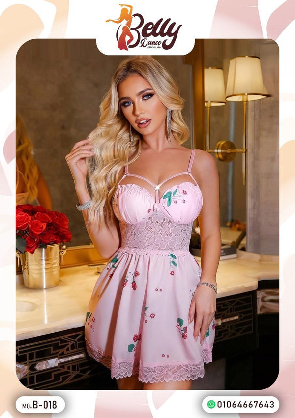Pink Strawberry Lace Night Dress – Model B-018