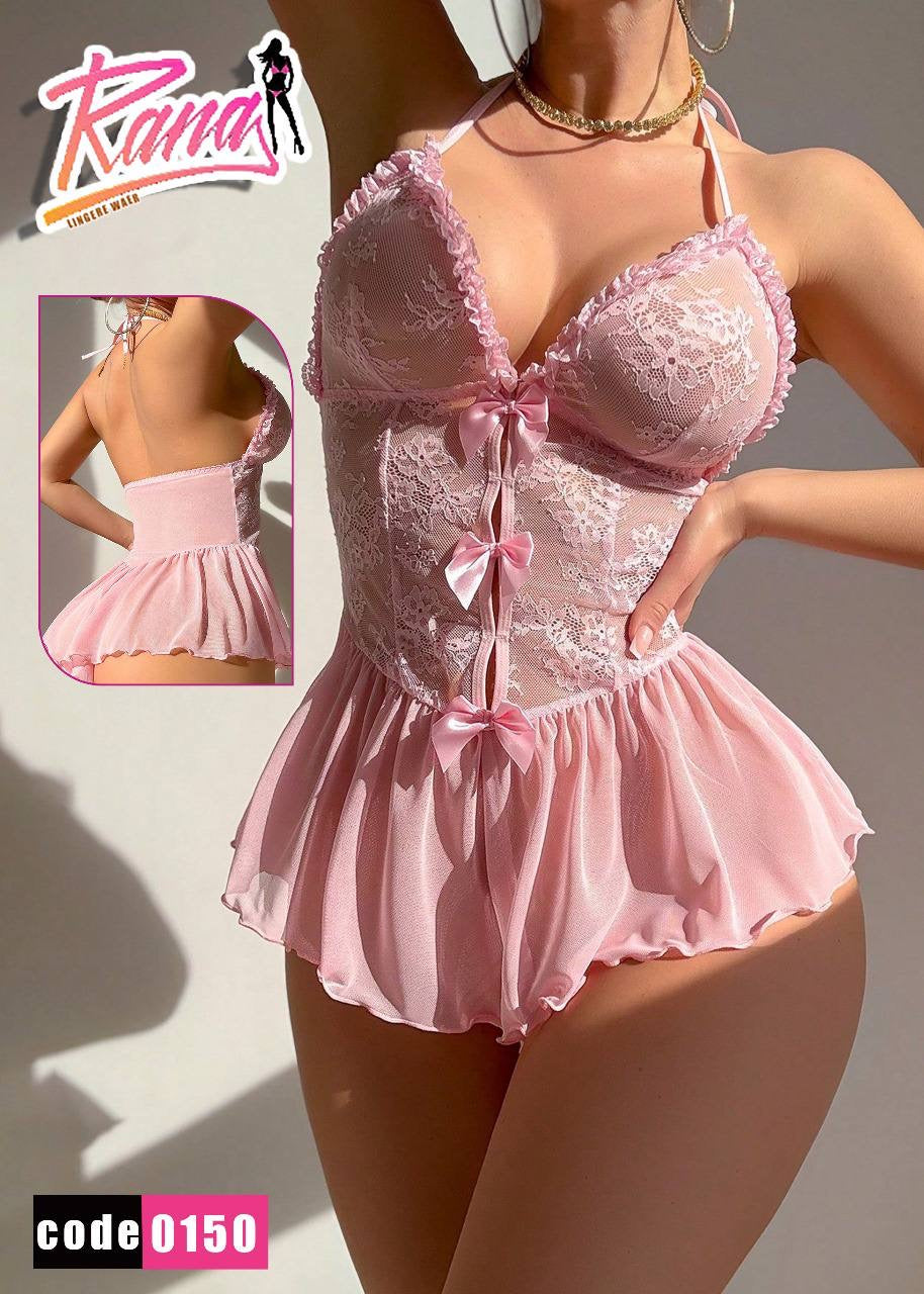Pink Lace Babydoll Lingerie – Code 0150