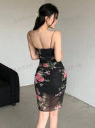 floral print tulle summer dress