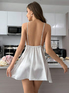 Polka Dot Mesh Cami Sleep Dress Pajama Dress With Backless Design And Sexy Silk-Like Material For Women
