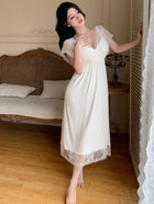 women Sexy Lace Patchwork Perspective Camisole Sleepwear Dress
