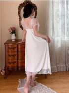 women Sexy Lace Patchwork Perspective Camisole Sleepwear Dress