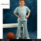Two-Piece Loose Neck Loose Neck Flowing Pants T-Shirt for Little Girl, Casual Wear