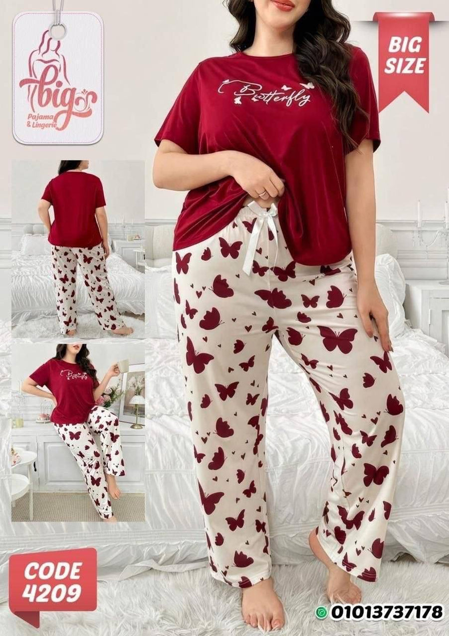 بيجامة فراشات نبيتي Big Size Code 4209 - مقاس 85-120 كيلو