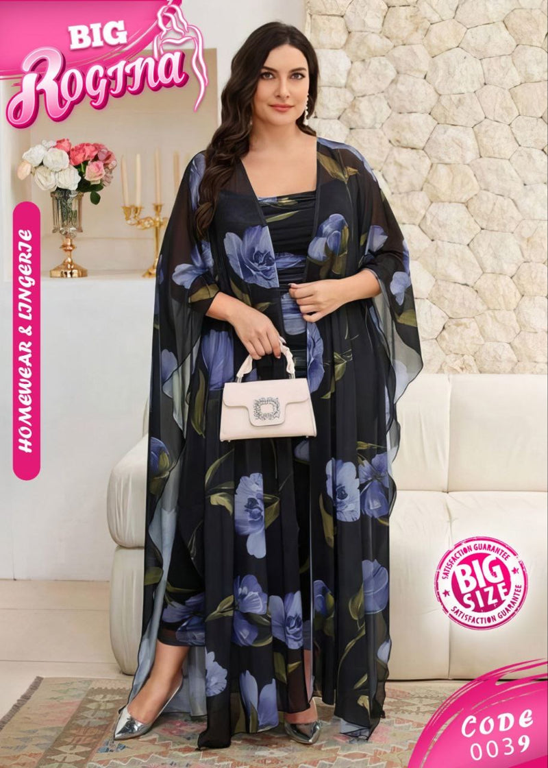 Black Floral Big Size Homewear Set Code 0039