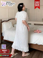قميص نوم وردي مزهر مقاسات كبيرة موديل 182 | Big Size 85-120 KG | Divarouj