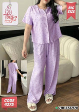 بيجامة بنفسجي Big Size 85-120 kilo - Code 4275 خلفي