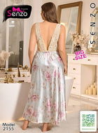 قميص نوم ساتان طويل مورد Big Size – كود 2155