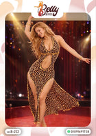 بدلة رقص شرقي ليوبارد ذهبي طويلة – Free Size | كود B-222