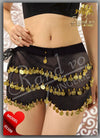 شورت حزام رقص شرقي سوداء بعملات ذهبية – Free Size | موديل 01109