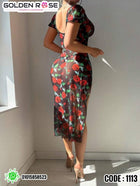 Black Rose Long Lingerie Dress Code 1113 | فستان لانجري طويل ورد أسود