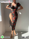 Black Rose Long Lingerie Dress Code 1113 | فستان لانجري طويل ورد أسود