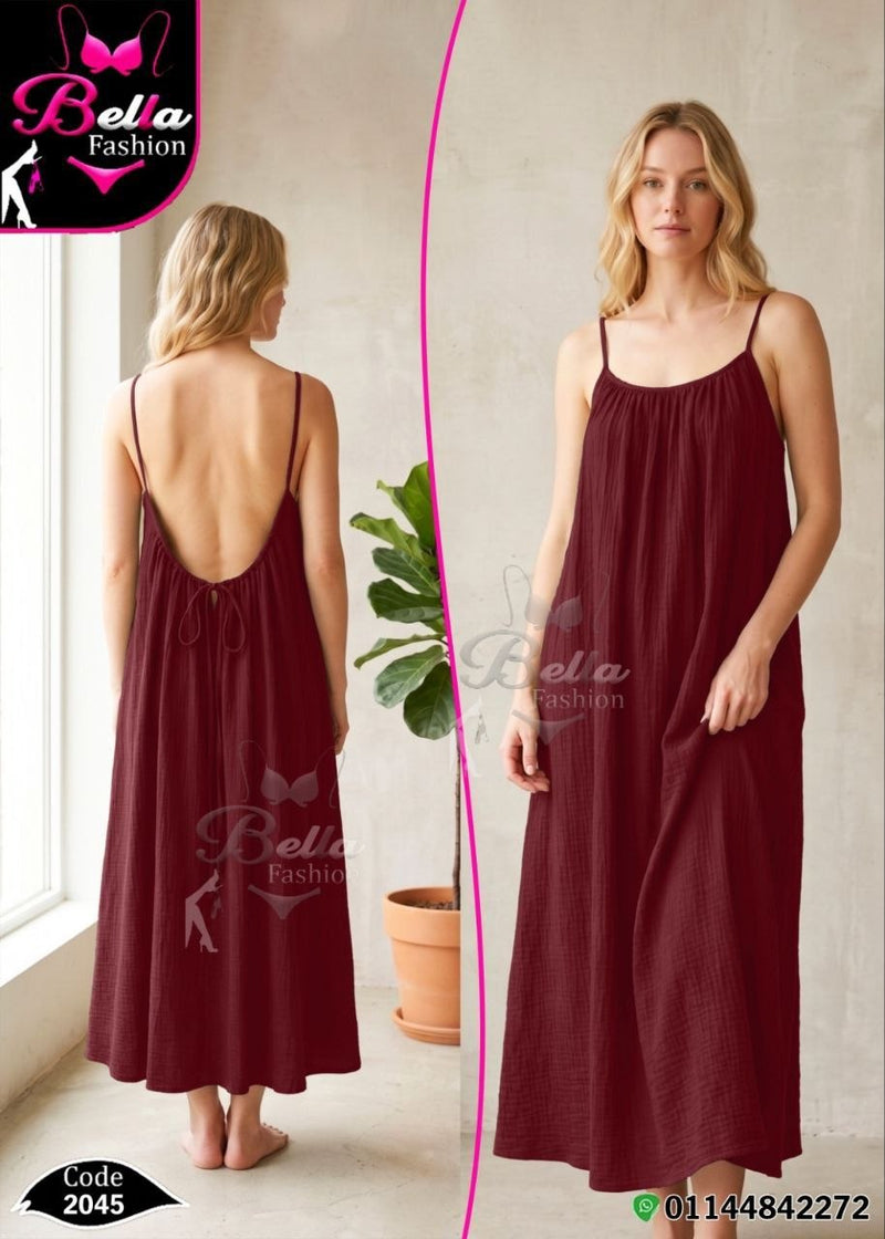 Cotton Maxi Homewear Dress Code 2045 | فستان بيت قطن طويل