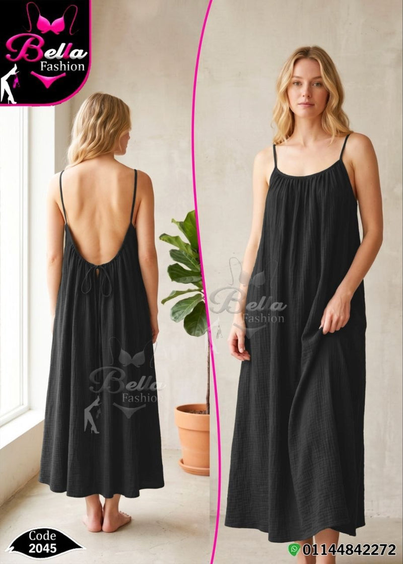 Divarouj code 2045 black maxi homewear dress