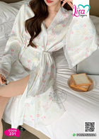 Floral Chiffon Robe Code 231 | روب شيفون وردي فاتح