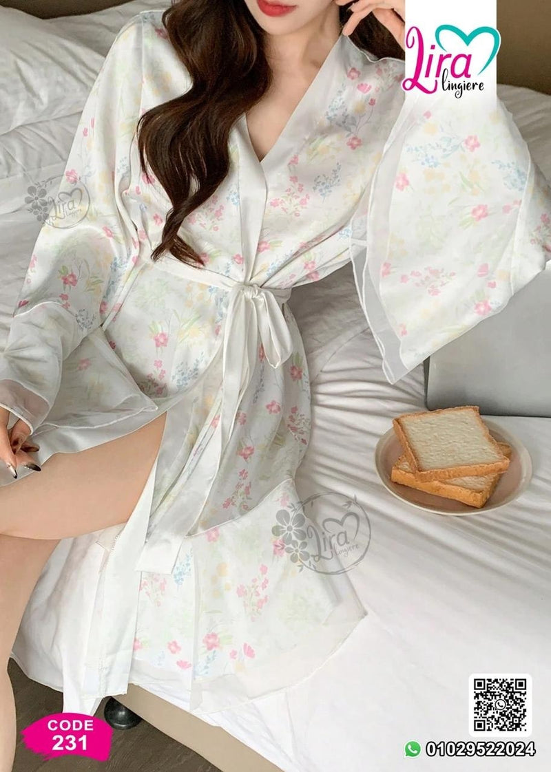 Divarouj code 231 floral chiffon robe front detail