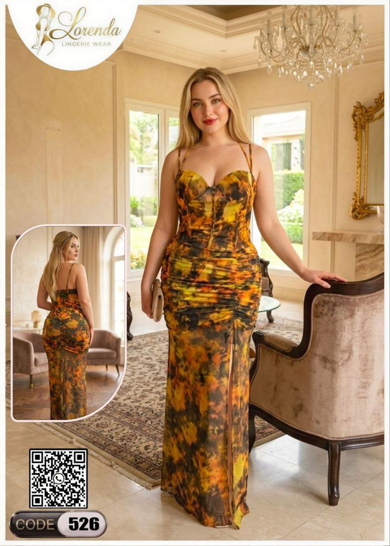Tie Dye Maxi Homewear Dress Code 526 | فستان بيت طويل تاي داي