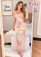 فستان حريمي طويل فلورال بقصة Bodycon – Free Size | موديل 479