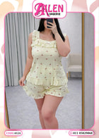 بيجامة شورت حريمي كشكش بطبعة كرز – Free Size | كود 0124