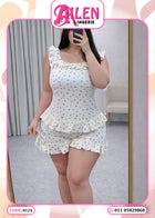 بيجامة شورت حريمي كشكش بطبعة كرز – Free Size | كود 0124
