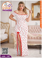 فستان لانجري كريز وقلوب Code 109 - لونين أسود وأبيض - One Size 50-80 كيلو
