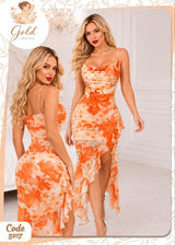 فستان صيفي برتقالي One Size 50-80 kilo - Code 5017