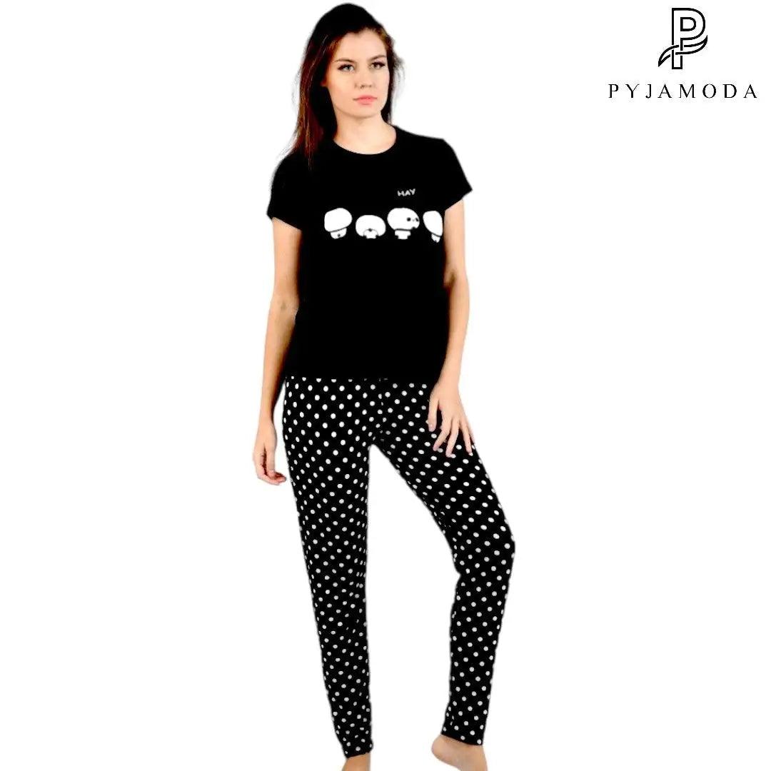 Black Panda Dots Pajama - Divarouj