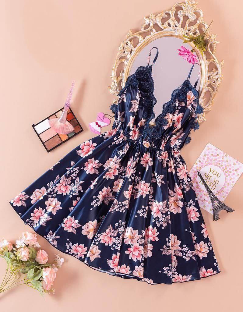 Short Satin Lingerie Dress | لانجيري ستان قصير