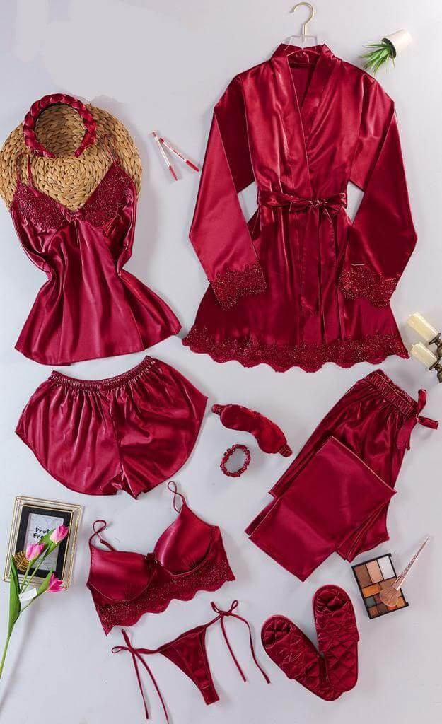 بيجامة ستان 10 قطع | Free Size 55-85 KG | Divarouj