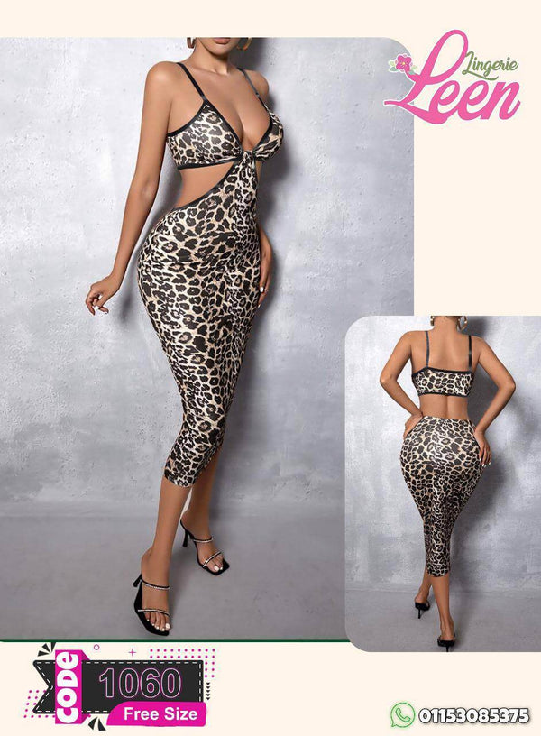 SXY Leopard Cut Out Cami Bodycon Dress - Divarouj