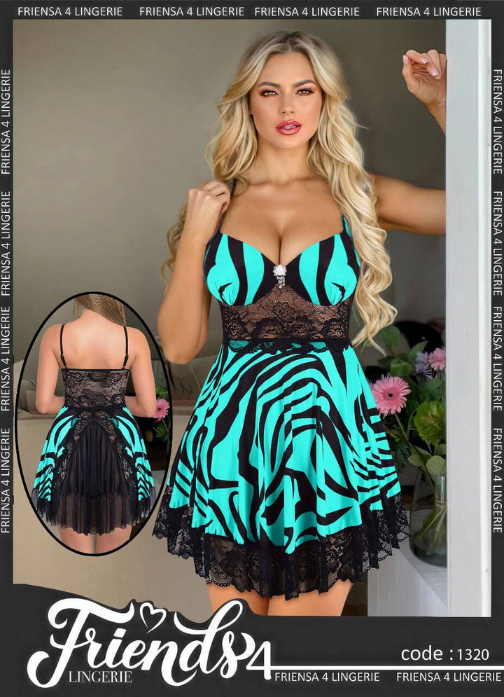 Women's lingerie mini dress with zebra print - Divarouj
