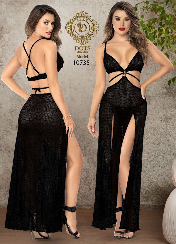 Long Lingerie Made Of Chiffon, Open On One Side And Open In The Middle And Back - Divarouj