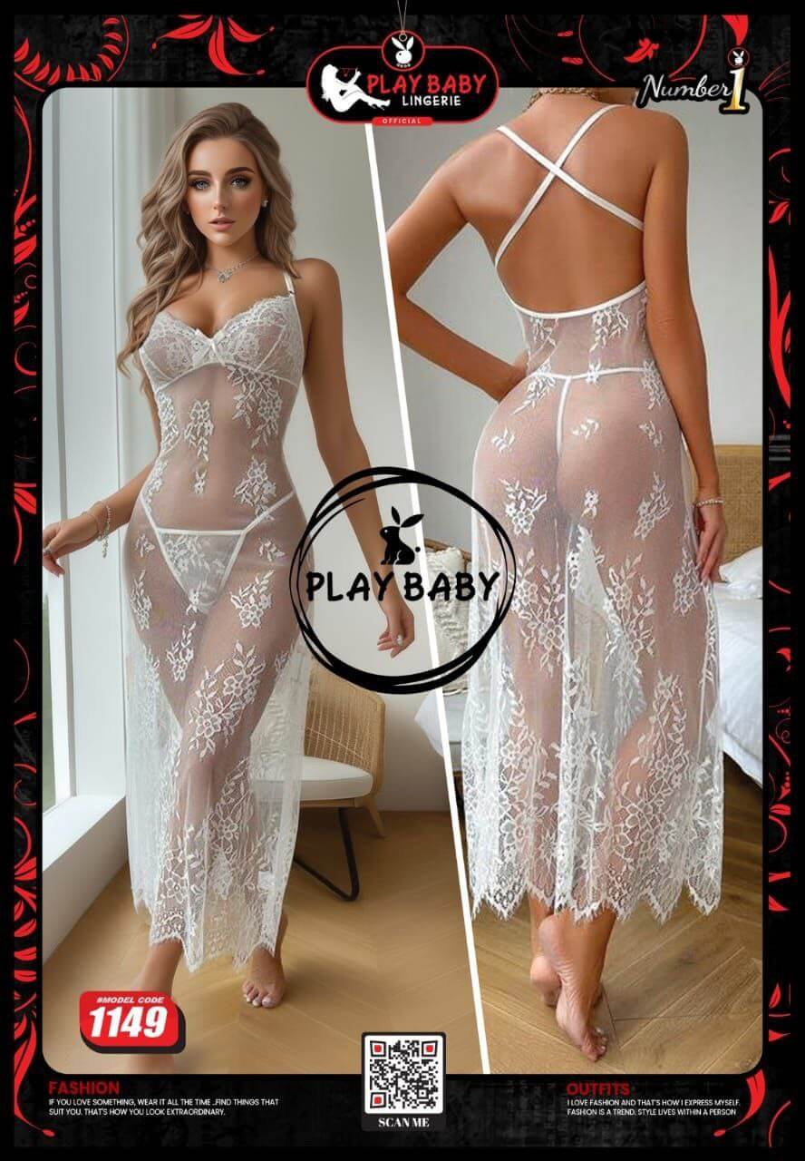 sexy Two-Piece Long Lingerie. Made with luxurious tulle and delicate lace - Divarouj