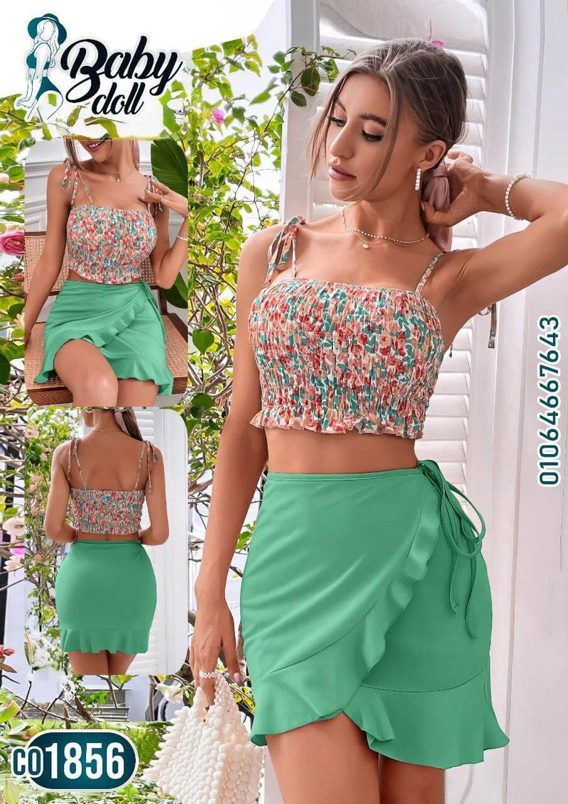 Two-Piece Dress Made Of Lycra With A Ruffled Tail - Divarouj