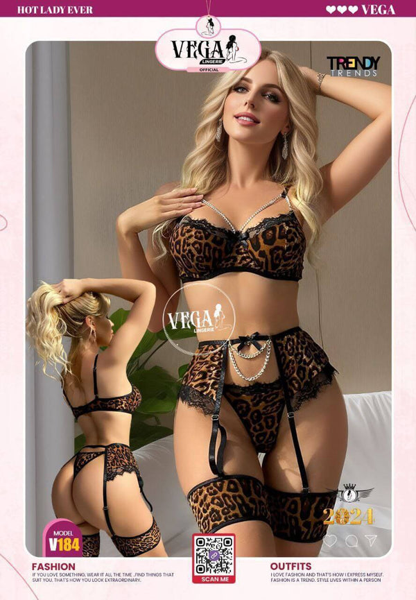 Tiger Lingerie Made Of Lycra With Metal Chains At The Chest And Abdomen - Divarouj